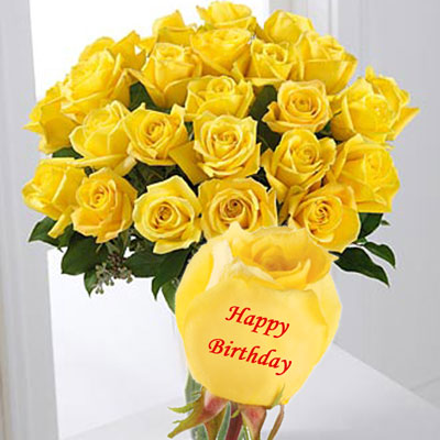 "Talking Roses (Print on Rose) (25 Yellow Roses) Happy Birthday - Click here to View more details about this Product